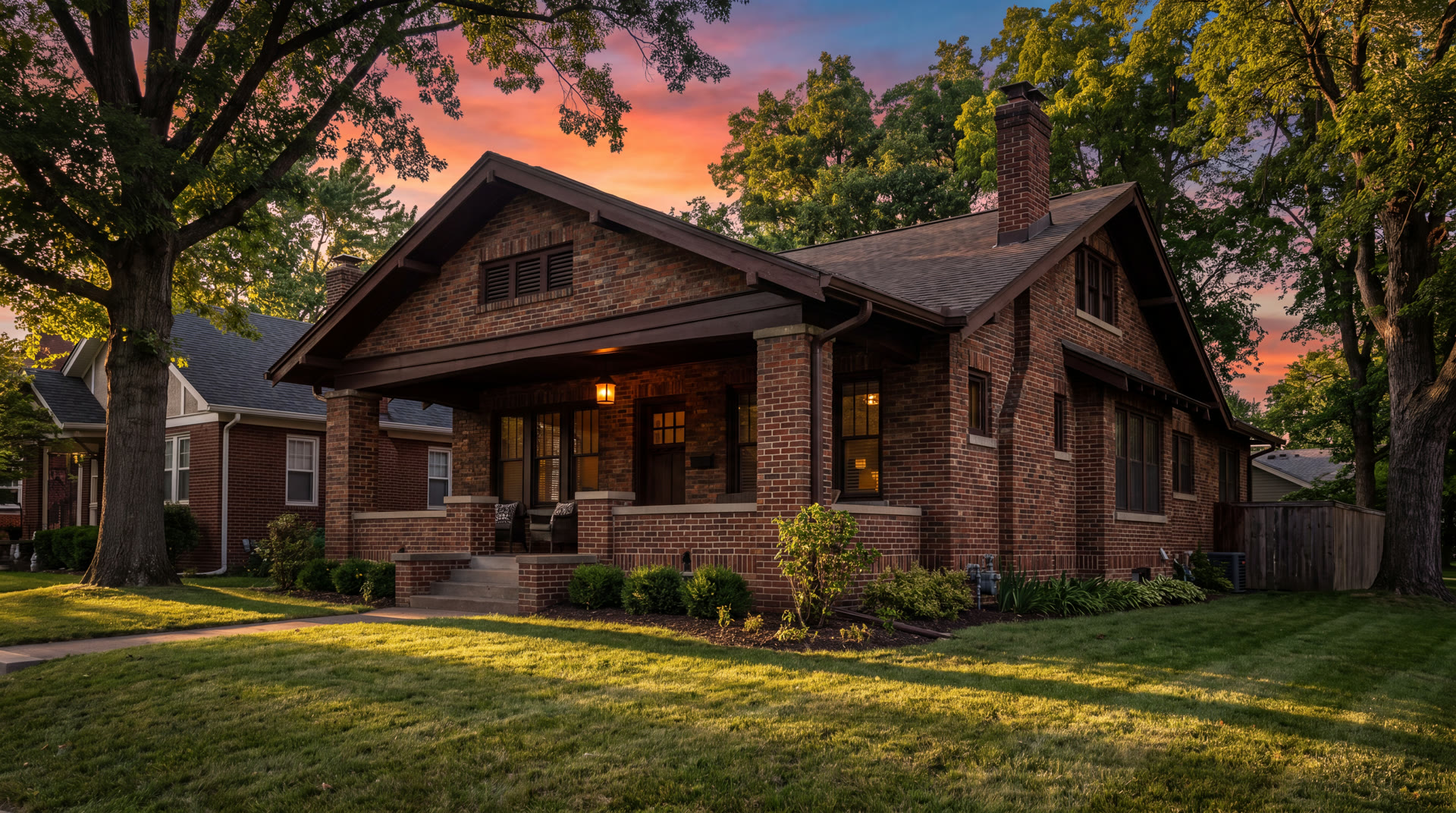 A Central Indiana craftsman home at golden hour